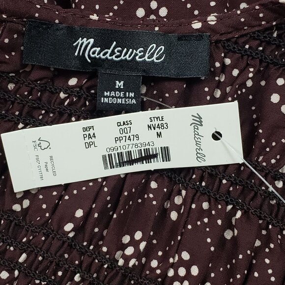 Madewell The Melody Smocked Midi Dress In Daisy Print M Dusty Plum Cotton Poplin - Picture 3 of 16